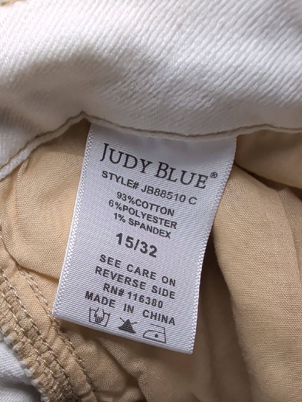 Judy Blue Ivory Straight Fit Jeans High Waist Preppy Stretch Women's Size 15/32 - Picture 7 of 7